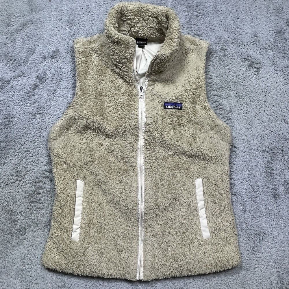Patagonia Los Gatos Vest Women's M Beige Sleeveless Outdoor Deep Pile Full Zip